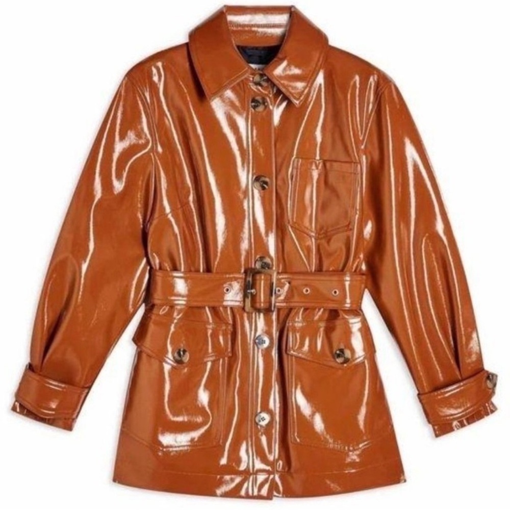 Topshop - High Gloss Patent Belted Coat